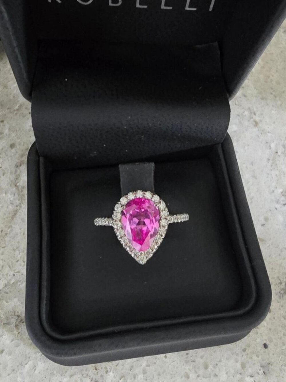 Pink moissenite ring